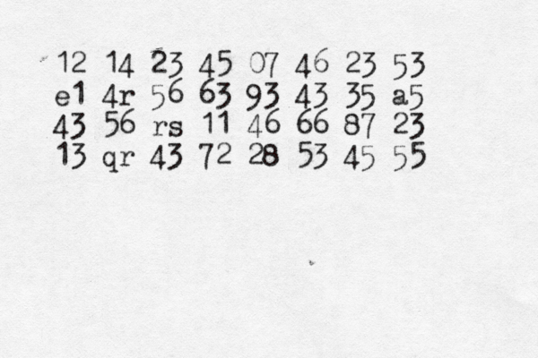 12 14 23 45 07 46 23 53 e1 4r 56 63 93 43 35 a5 43 56 rs 11 46 66 87 23 13 q r 43 72 28 53 45 55 