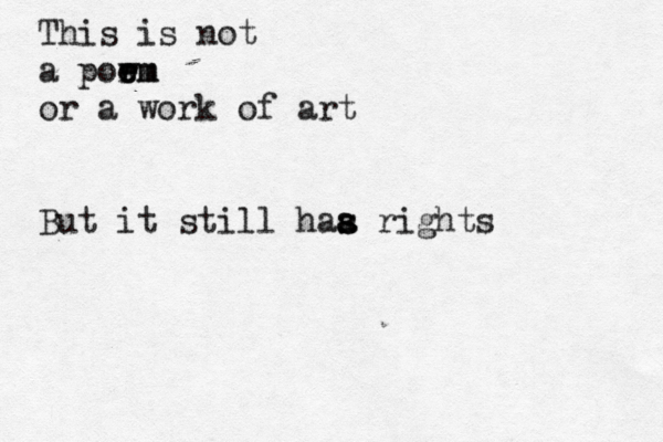 This is not a porm em w e e or a work of art But it still has a s a rights 