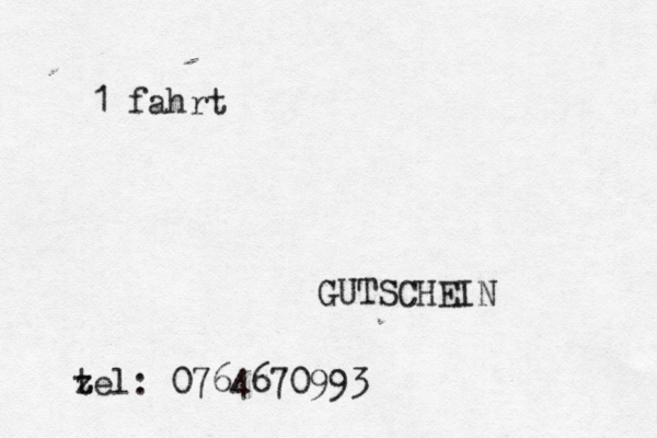 GUTSCHEIN 1 fahrt z tel: 0764670993