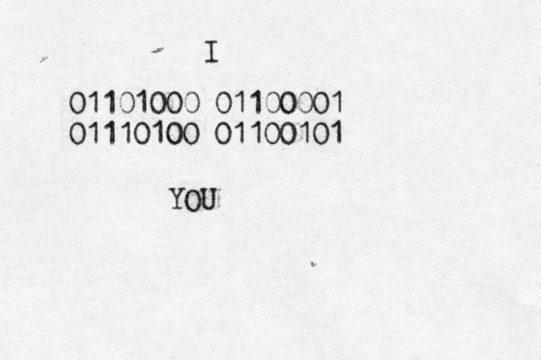 I 01101000 01100001 01110100 01100101 YOU 
