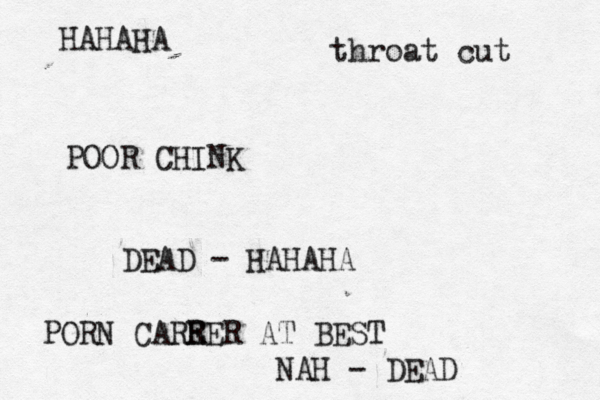 HAHAHA POOR CHINK DEAD - HAHAHA PORN CARR EER AT BEST NAH - DEAD throat cut 