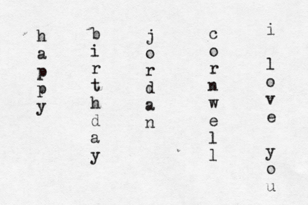 h a p p y b i r t h d a y j o r d a n c o r n w e l l i l o v e y o u 