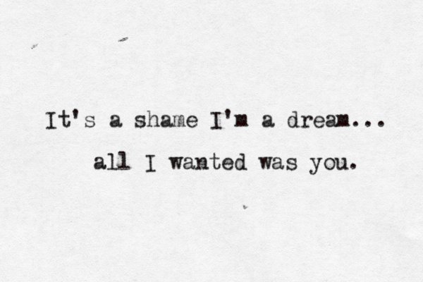 It's a shame I'm a dream... all I wanted was you. 