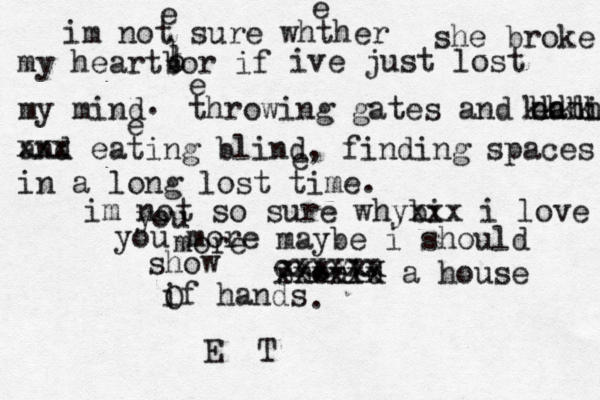 im not sure whther e she broke my heartbor if o l l ive just lost my mind . throwing gates and eating hhhhj kkkk and eating blind, finding spaces in a long lost time. xxx e e im not so sure whybi xxx i love you you you more more maybe i should should a house if hands O cxxxxx xxxxxx xxxxxx show . e e E T 