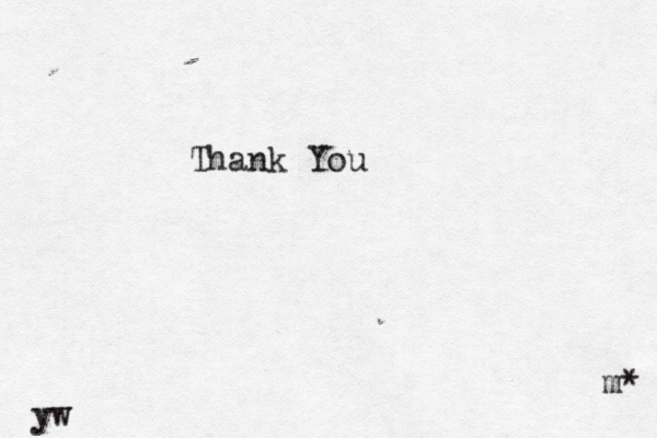Thank You m* yw 