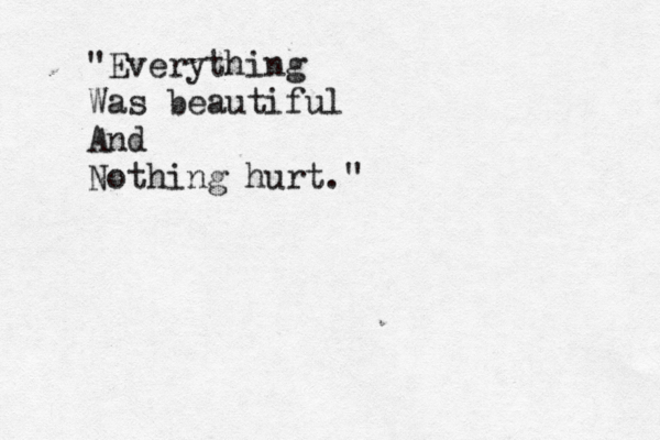 "Everything Was beautiful And Nothing hurt." 