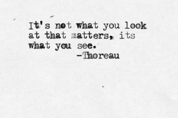 It's not what you look at that matters, its what you see. -Thoreau