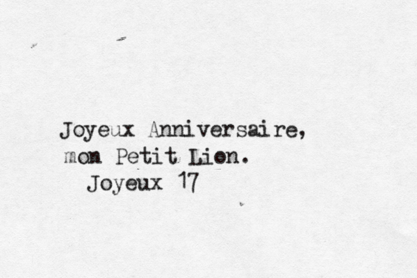 Joyeux Anniversaire, mon Petit Lion. Joyeux 17 
