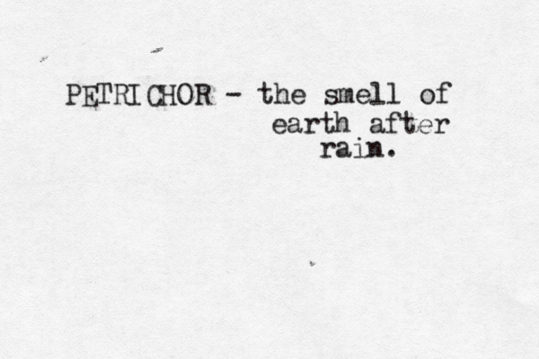 PETRICHOR - the smell of earth after rain. 