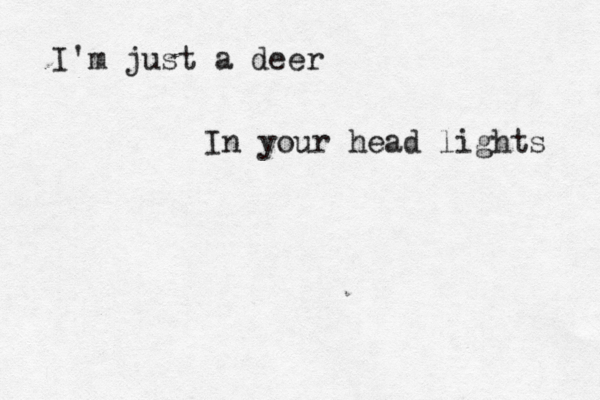 I'm just a deer In your head lights 