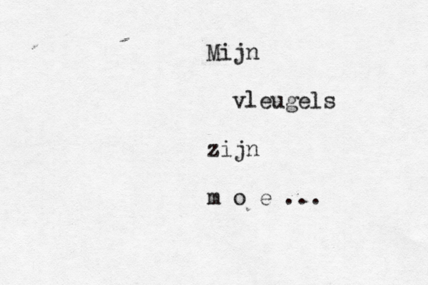 Mijn vleugels zijn m o e ... 