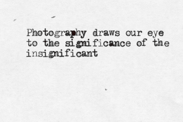 Photography draws our eye to the significance of the insignificant