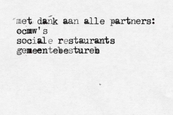 met dank aan alle partners: ocmw's sociale restaurants gemeentebestureb n 