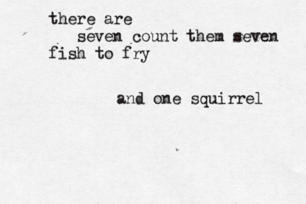 there are seven count them seven fish to fry and one squirrel 
