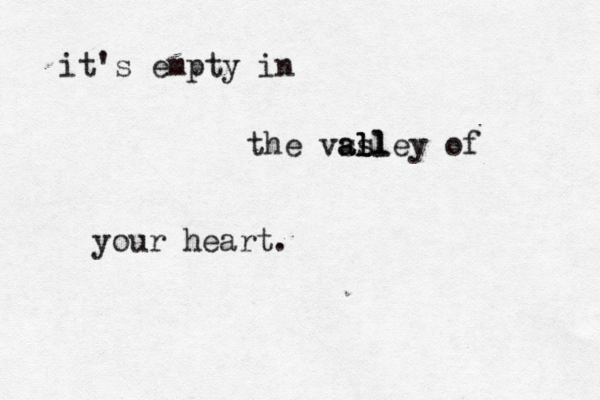 it's empty in the vsll as alley of your heart. 