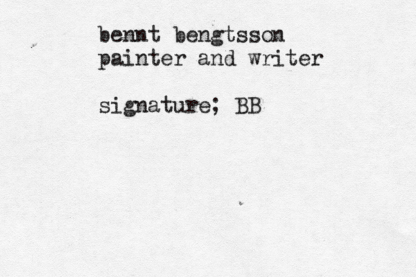 bennt bengtsson painter and writer signature; BB 