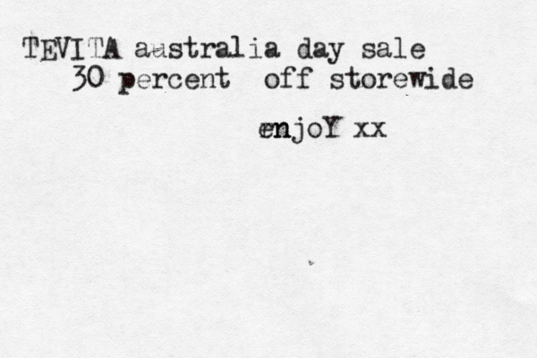 TEVITA australia day sale 30 percent off storewide rn enjoY xx