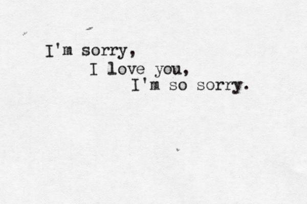 I'm sorry, I love you, I'm so sorry. 