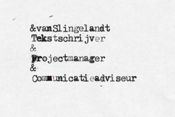 &vanSlingelandt Tekstschrijver & pr Projectmanager & Communicatieadviseur