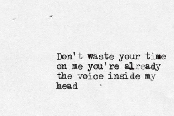 Don't waste your time on me you're already the voice inside my head