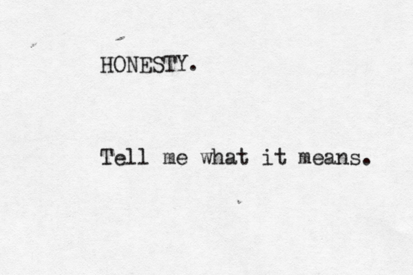 HONESTY. Tell me what it means. 