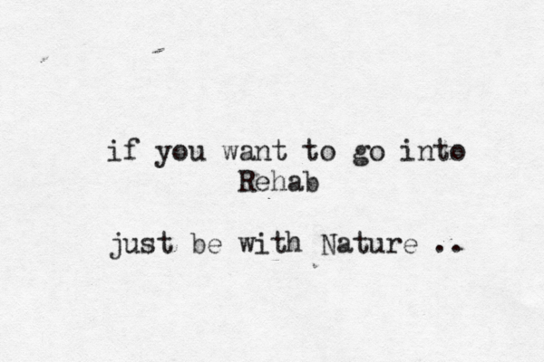 if you want to go into Rehab just be with Nature .. 
