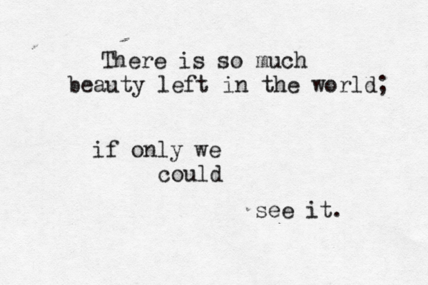 There is so much beauty left in the world; if only we could see it. 