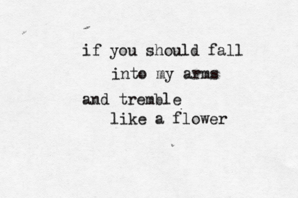 if you should fall into my arms and tremble like a flower 