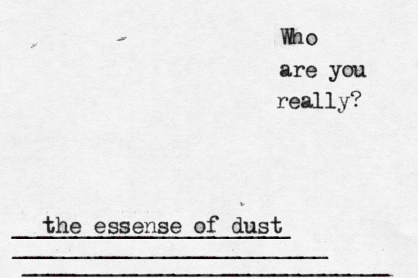 Who are you really? _____________________________ _________________________ ______________________ the essense of dust