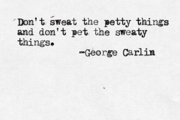 Don't sweat the petty things and don't pet the sweaty things. -George Carlin 