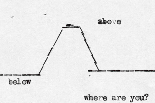 --------- --------------- / / / / / - - - - \ \ \ \ \ \ above below where are you? - --- 
