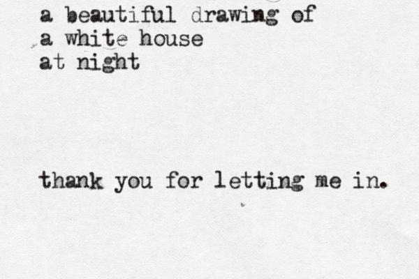 a beautiful drawing of a white house at night thank you for letting me in. 