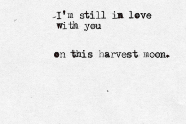 I'm still in love with you on this harvest moon. 