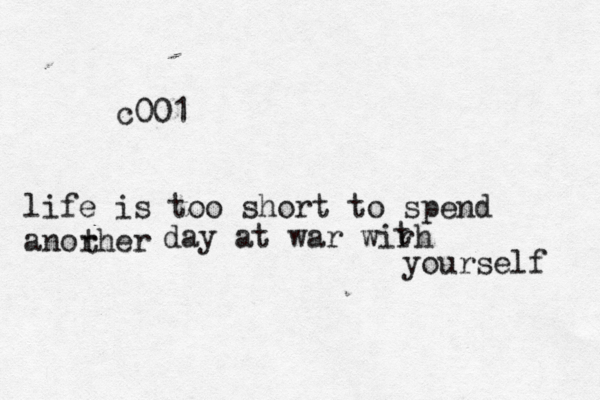 c001 life is too short to spend anorher t day at war wirh t yourself 