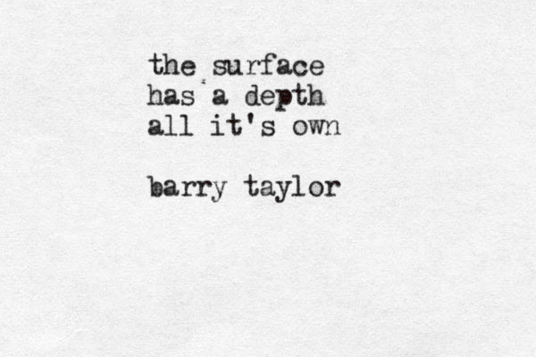 the surface has a depth all it's own barry taylor
