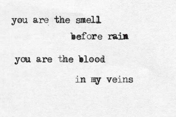 you are the smell before rain you are the blood in my veins 