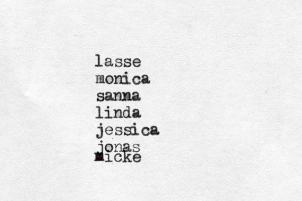 lasse monica sanna linda jessica jonas micke 