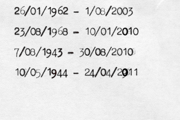 a w 21/01/1962– -1/08/ /2003 3 23/08/1968 8-10/01/2010 7/09 8 8/1943- -39 0 0 0/08/2010 0 10/05/1944-24/04/2011 4/06 6/1950-19/05/2012 22/11/1948 9 9 9-17/3 0 03 3/ 4 4 3 2012 3 2 22/11/192 4 3 4 49 22/11/1949 - 17/03/2013 26/01/1962 - 1/08/2003 23/08/1968 - 10/01/20 0 010 7/08/1943 - 30 0/08/2010 10/05/1944 - 24/04/29 0 0 0 011 4/06/1950 - 19/05 0 /2012 2 22/11/1949 - 17/03/2013 