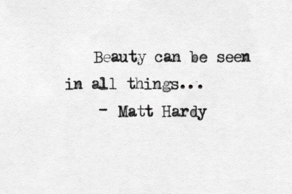 Beauty can be seen in all things... Matt Hardy - 