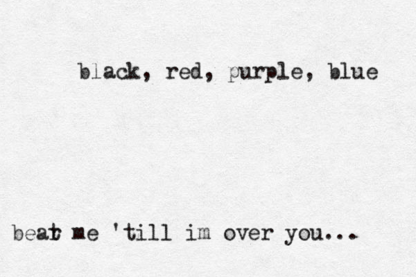black, red, purple, blue bear t me 'till im over you... 