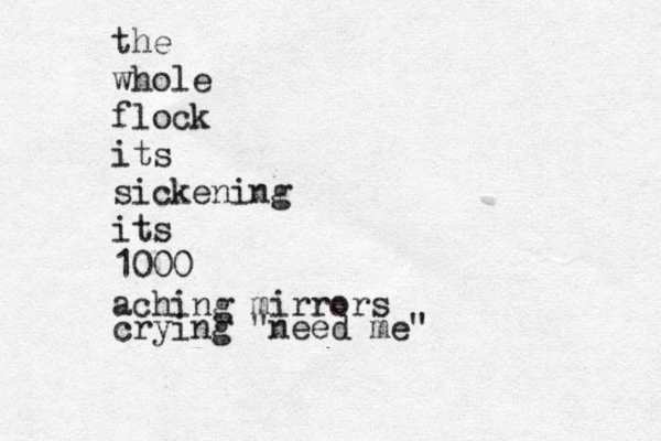 the whole flock its sickening its 1000 aching mirrors crying "need me"