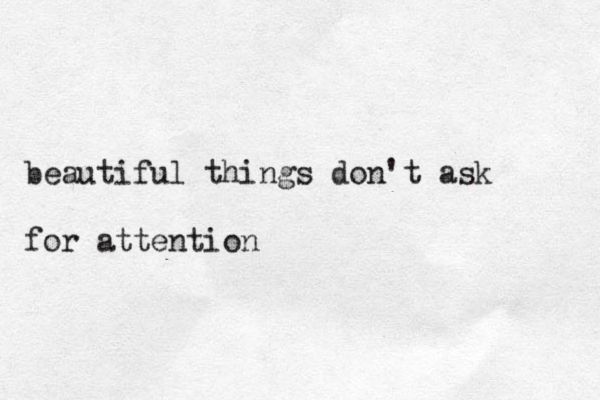 beautiful things don't ask for attention