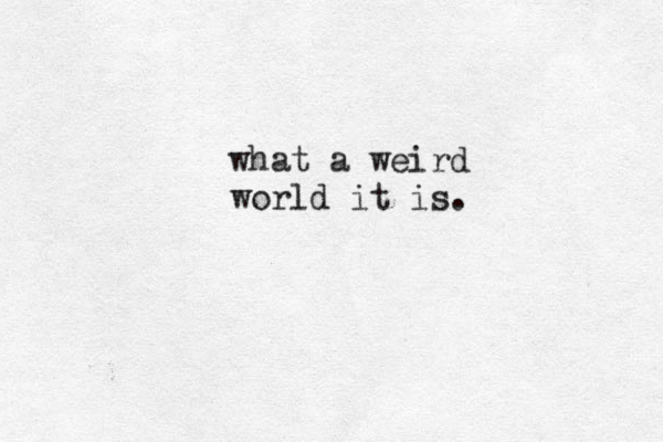 what a weird world it is. 