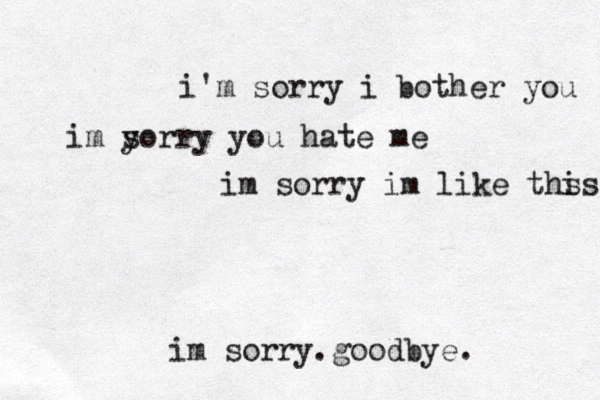 i'm sorry i bother you im y sorry you hate me im sorry im like ths is im sorry.goodbye. 