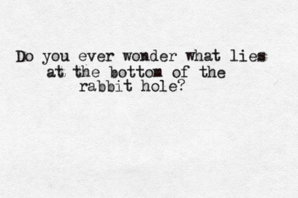 Do you ever wonder what lies at the bottom of the rabbit hole?