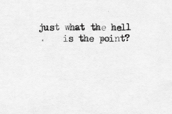 just what the hell is the point?