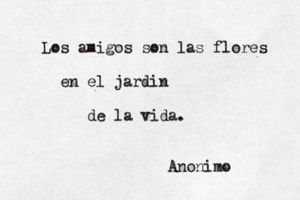 Los amigos son las flores en el jardin de la vida. Anonimo