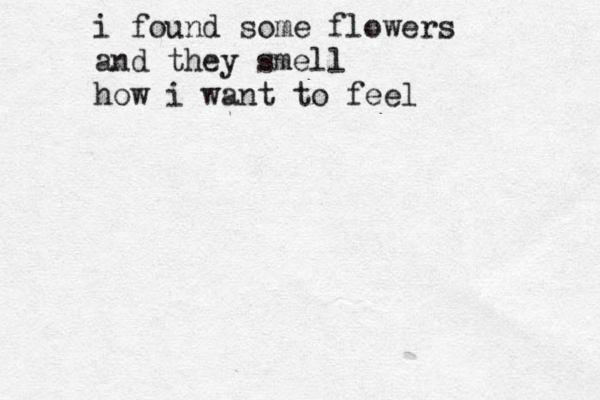 i found some flowers and they smell how i want to feel