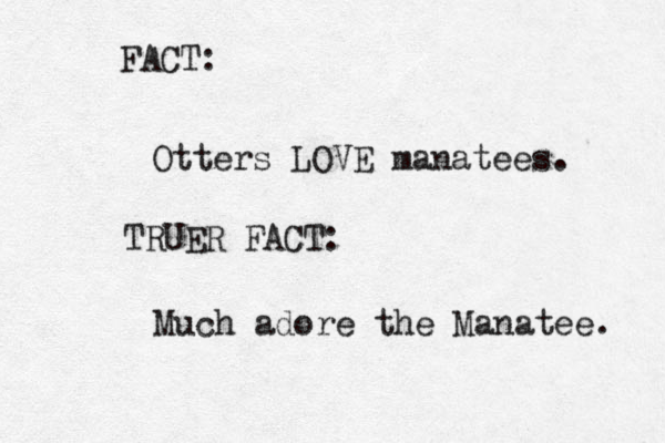 FACT: Otters LOVE manatees. TRUER FACT: Much adore the Manatee. 