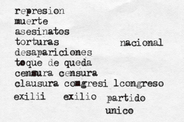 represion muerte asesinatos torturas desapariciones toque de queda censura censura clausura comgresi l congreso nacional exilii exilio partido unico 